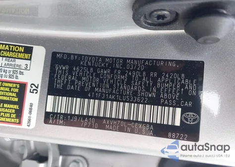 2020 Toyota Camry Xle Hybrid from USA, damaged, VIN 4T1F31AK1LU533622